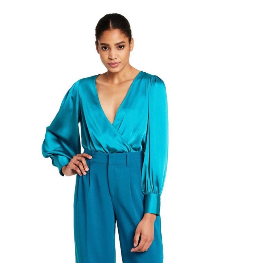 Sergio Hudson x Target Women's Crossover Satin Bodysuit
Teal
